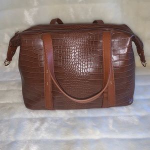 Brown Faux Snakeskin Handbag